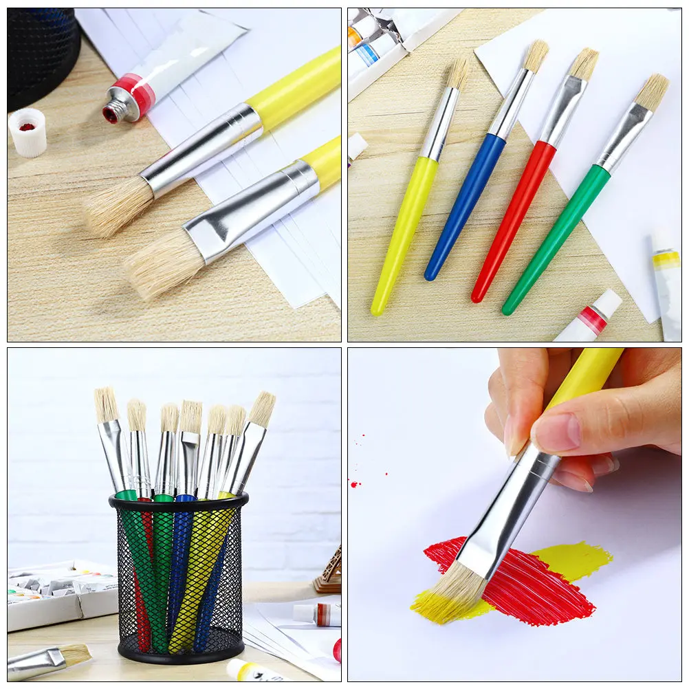 

16Pcs Painting Brush Set for Kids Plastic Handle Metal Tube Premium Art Brushes for Watercolor Oil Painting DIY Drawing Craft