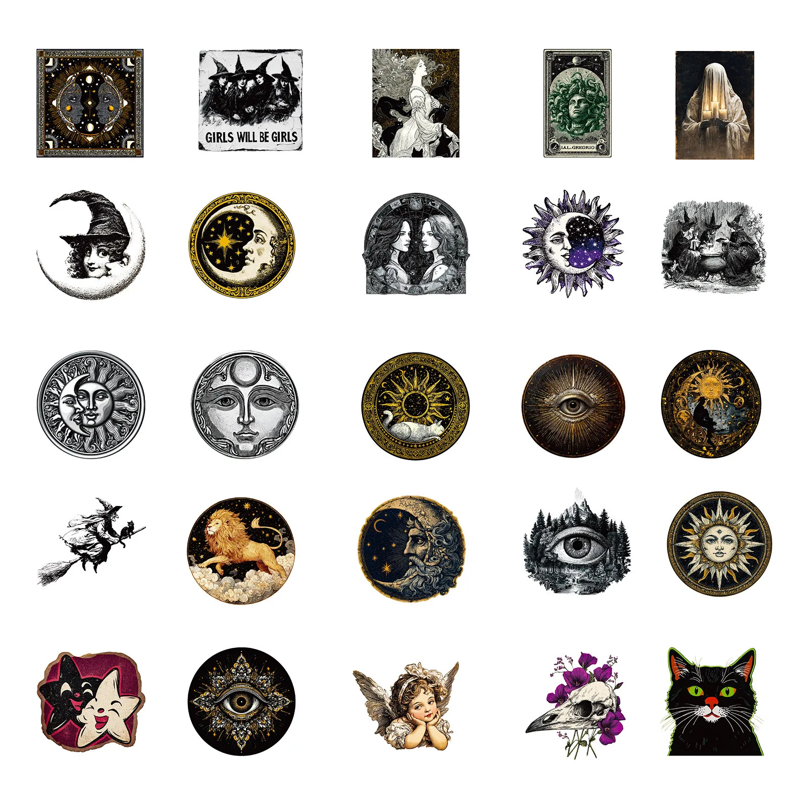 50 قطعة ملصقات القوطية الغامضة الساحرة القمر مخيف ملصقات صناعة يدوية سكيت دراجة نارية حقيبة ديكور الهاتف المحمول الشارات