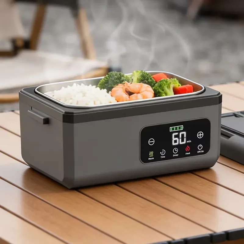 Portable Electric Lunch Box 304 Stainless Steel Liner Leak Proof Food Warmer Heater for Car Office Home Daily Commuting Use