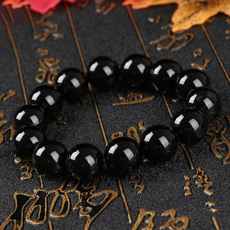 Natural Agate Bracelet Wholesale Black Agate Bracelet for Men and Women Summer Hand Jewelry Obsidian Internet Celebrity Live Hot