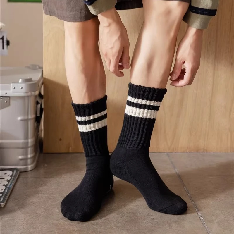 6 أزواج من الجوارب الرجالية الدافئة المتوسطة للخريف والشتاء، جوارب قطنية بسيطة ومريحة ومتعددة الاستخدامات