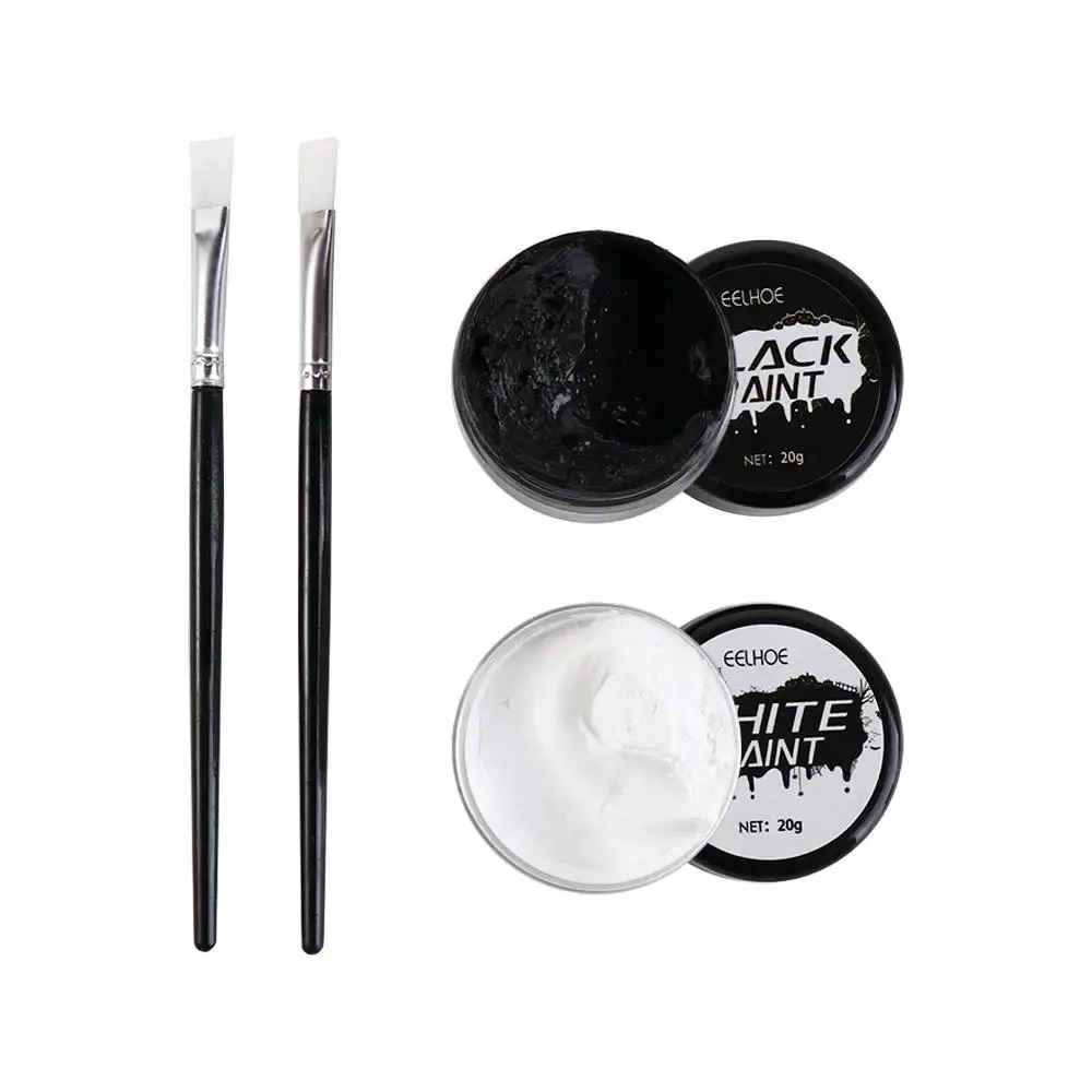 Long Lasting Halloween Face Paint Kit Fancy Dress Zombie White and Black Face Body Paints Safe Non Toxic