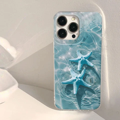 Чехол для телефона «Морская звезда» для iPhone 16, 15, 14, 13, 12, 11 Pro Max X Xs XR XSMax 7, 8 Plus SE 2020 2022, чехол с текстурой перьев