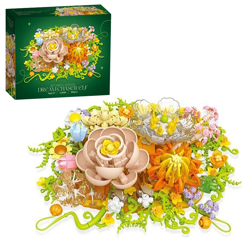 

965pcs Baubles Flowers Building Sets Creative Building Blocks Bouquets Botanical Collection Gifts for Adults Table or Wall Decor