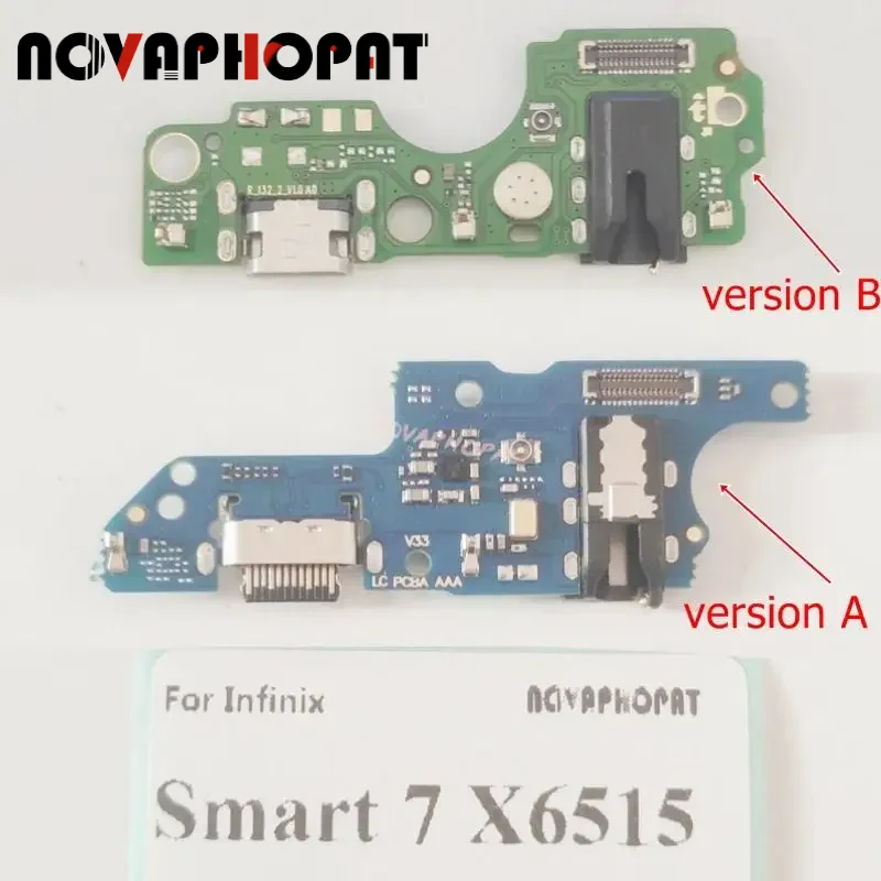 Novaphopat For Infinix Smart 7 X6515 USB Dock Charger Port Plug Headphone Audio Jack Microphone MIC Charging Board