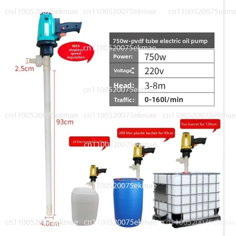 

220V 750W PVDF Tube Electric Oil Pump with Hassi Alloy Shaft and Stepless Speed Regulation