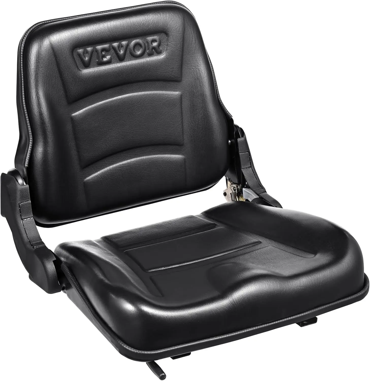 Universal Forklift Seat, Fold Down Tractor Seat with Adjustable Angle Back and Micro Switch, 6.3-13.4 inch Extended Slot Comfort