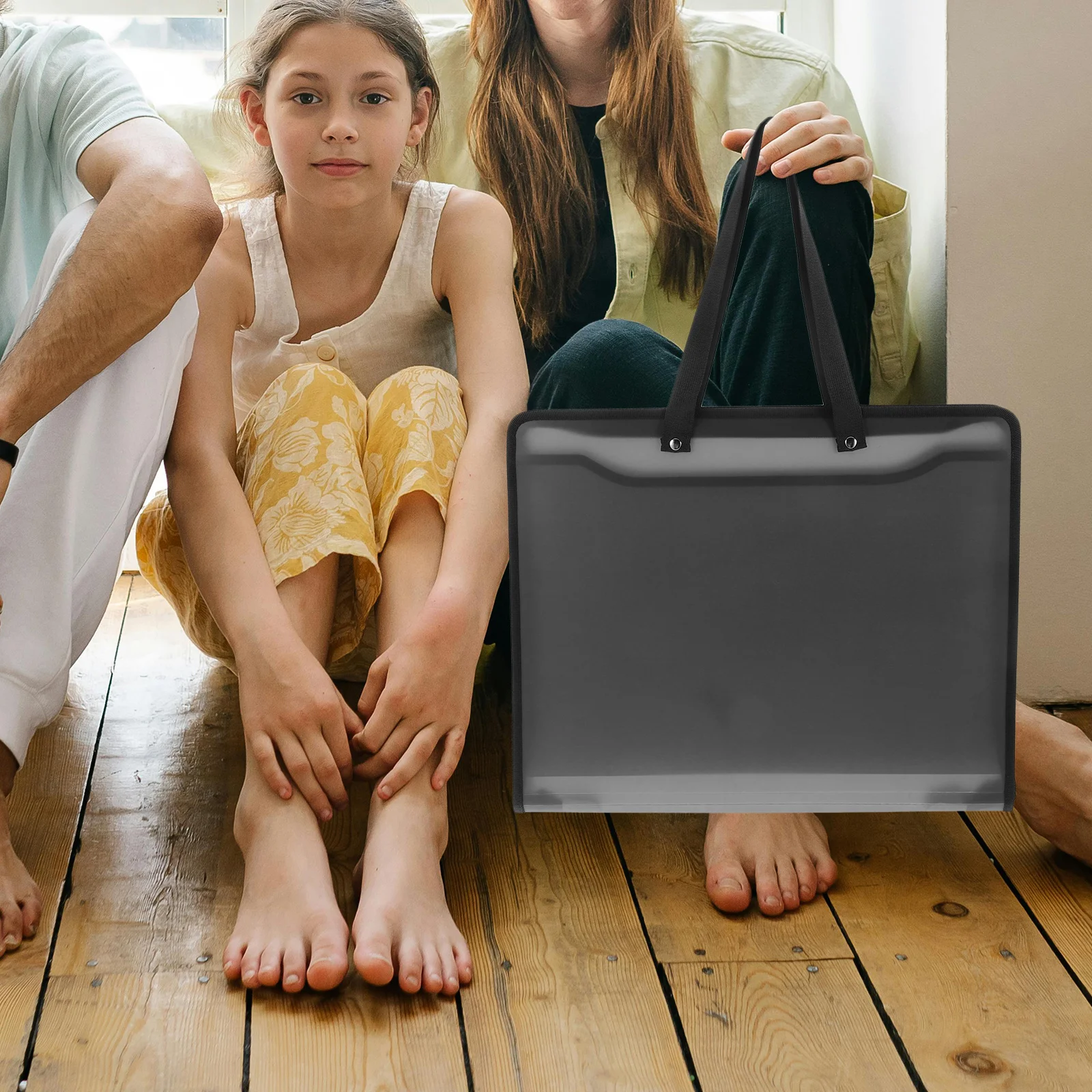 

Artwork Storage Bag with Durable Edge Wrapping Large Capacity Handheld Zipper Portable Art Portfolio Organizer File Document