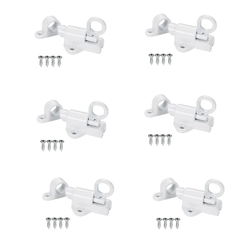 

6X Aluminum Alloy Security Automatic Window Gate Lock Spring Bounce Door Bolt Latch, White