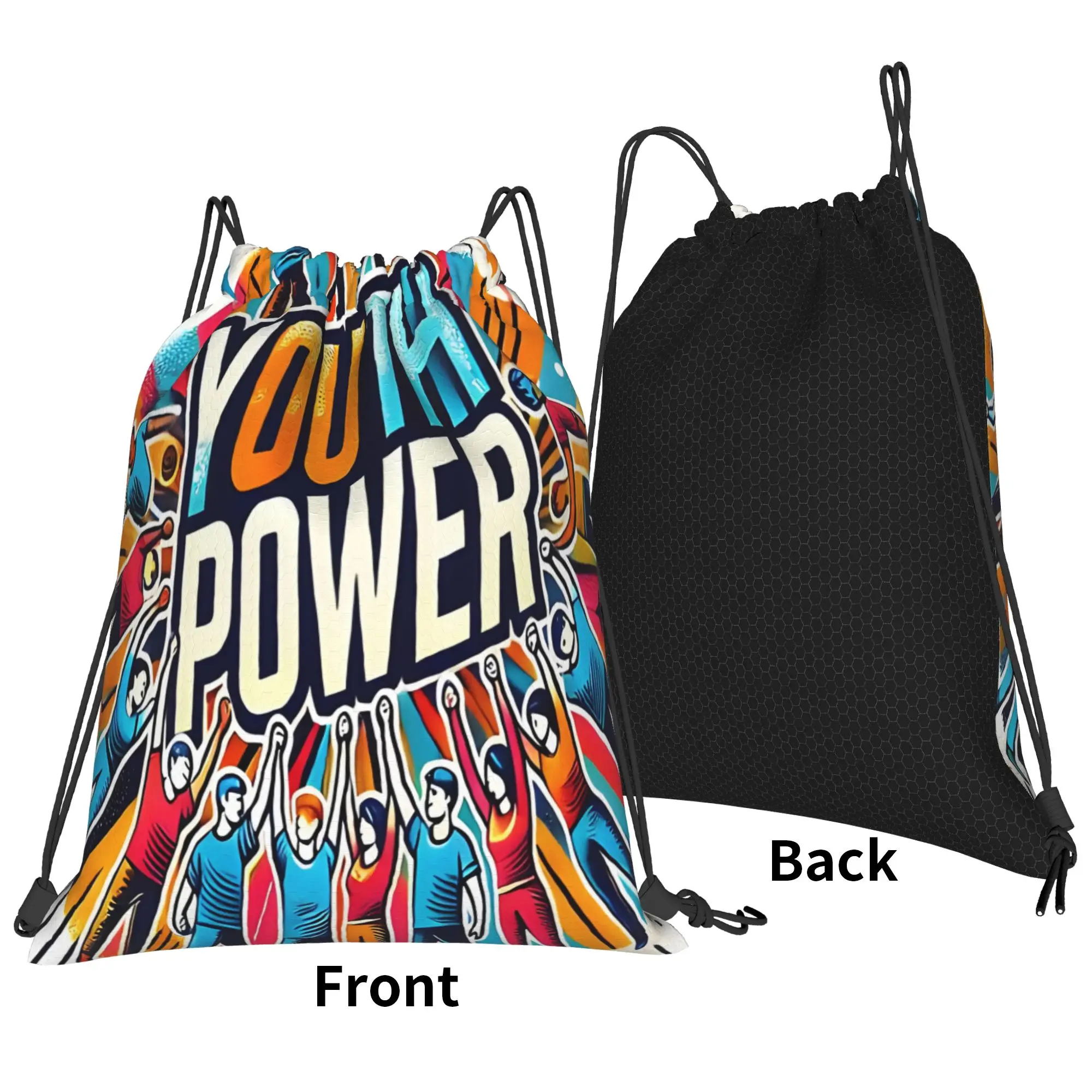 Youth Power Youth Day Portable Sports Drawstring Bags Riding gym Backpack gift Storage Sack Lightweight Backpacks