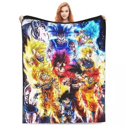 GOKU Vegeta Gohan Trunks Gogeta Dbz Anime Dragon Ball Blanket Fleece Funny Warm Throw Blanket for Home Winter