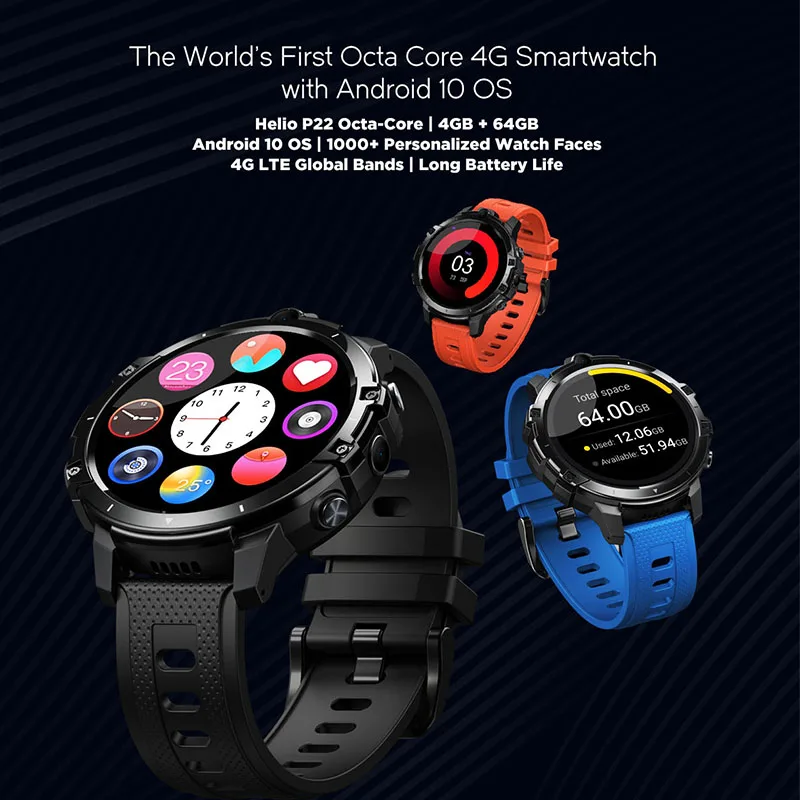 New version THOR 6 SIM Card Waterproof Smart Watch men women 1.6 inch 4+64gb Helio P22 Octa Core dual Camera Sports phone Watch