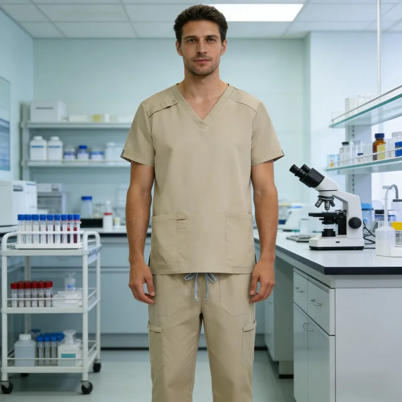 

Elastic Medical Workwear Set, V-neck Short Sleeved Design, Skin Friendly and Comfortable, High-quality Doctor and Nurse Workwear