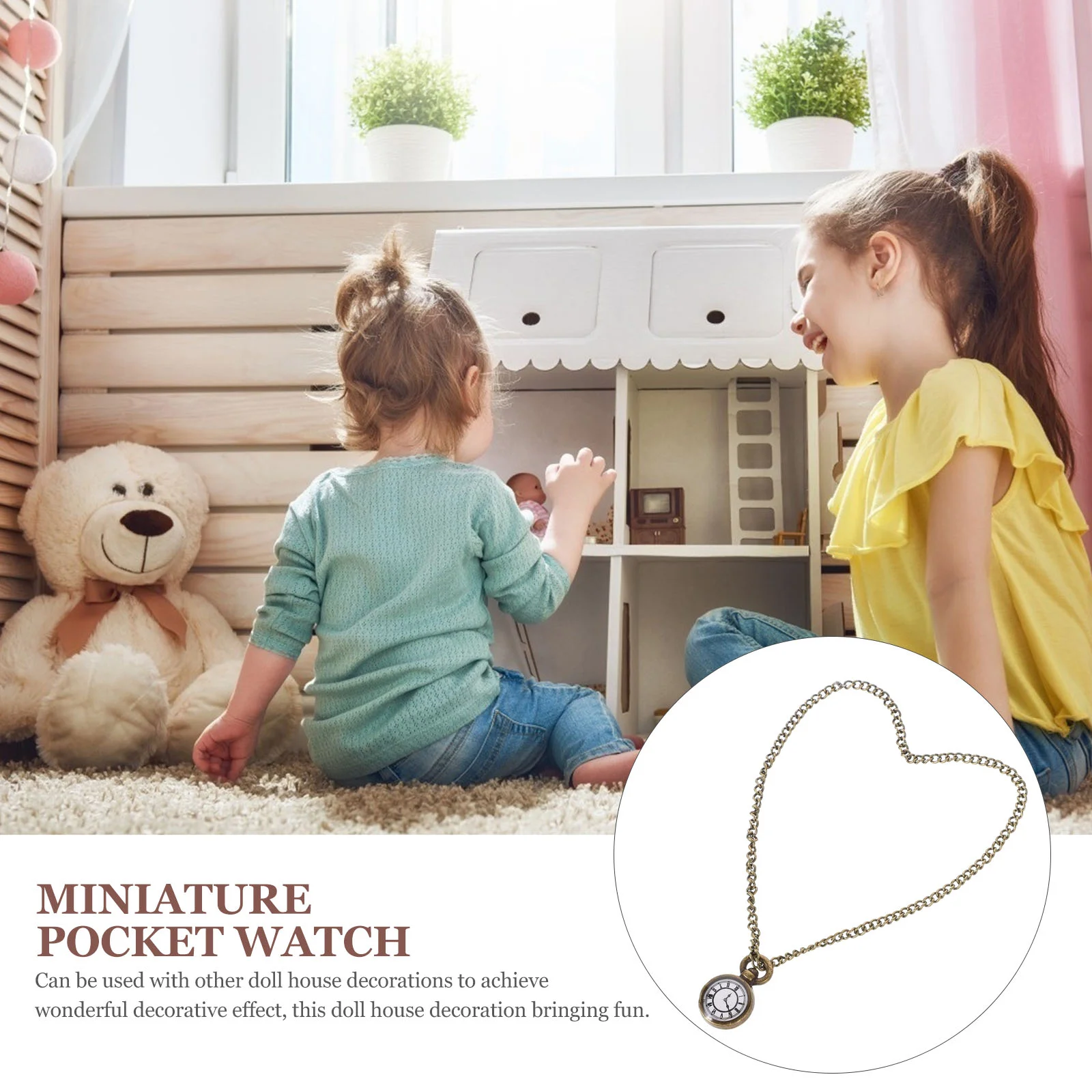 Mini Pocket Watch Toy Miniatures House Items Alloy with Chain Furniture Small Child Accessories Tiny