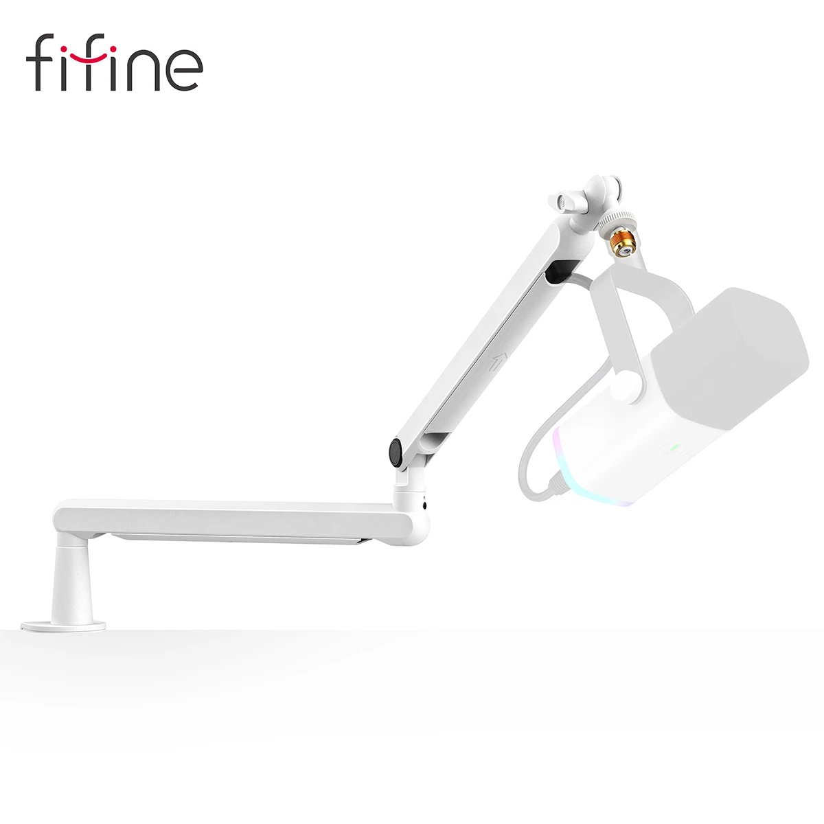 

FIFINE Low-profile Boom Arm Microphone Stand with Desk Mount/Cable Managment, Adjustable Mic Boom for AM8 K688-White BM88W