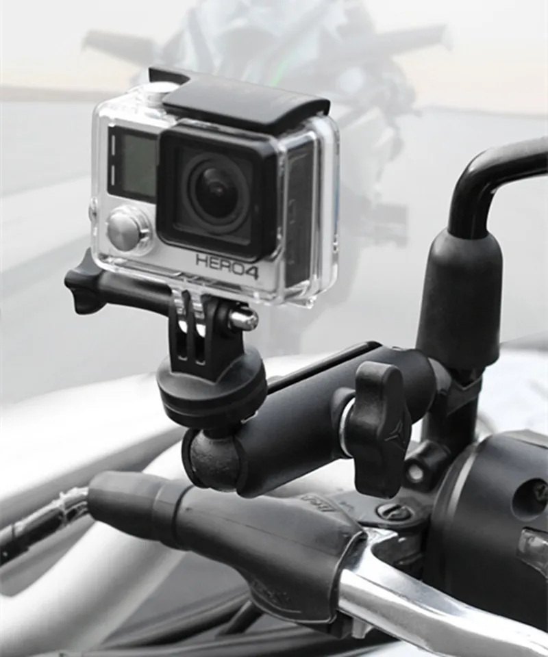 Шаровая Головка, черный держатель для телефона, GPS, крепление для мотоцикла, основание с отверстием 10 мм, автоцикл, подставка для Gopro 10, 9, 8, 7, 6, 5, 4, Xiaomi, для iPhone