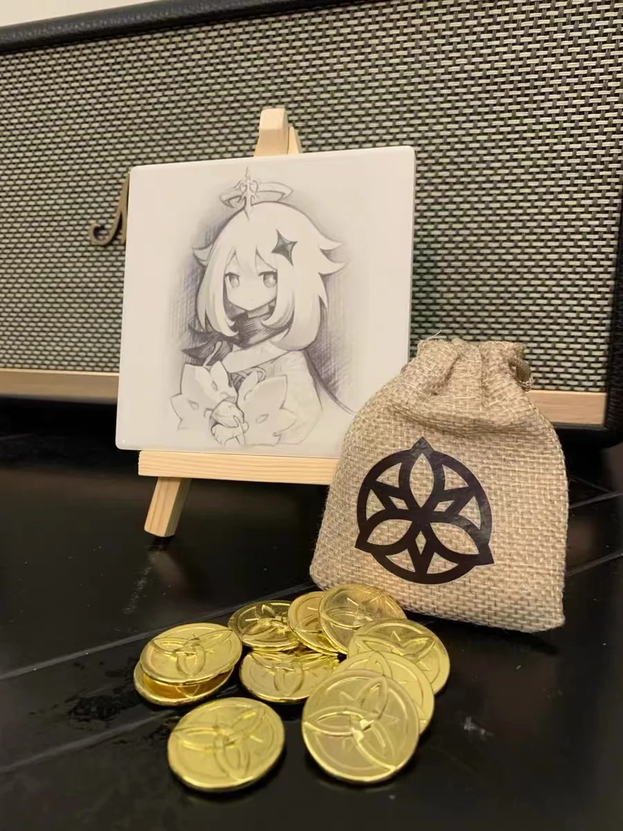 Genshin Impact Pyrmont Mona Lisa\'s Portrait Creative Desktop Ornaments Are In Stock Wooden Display Rack