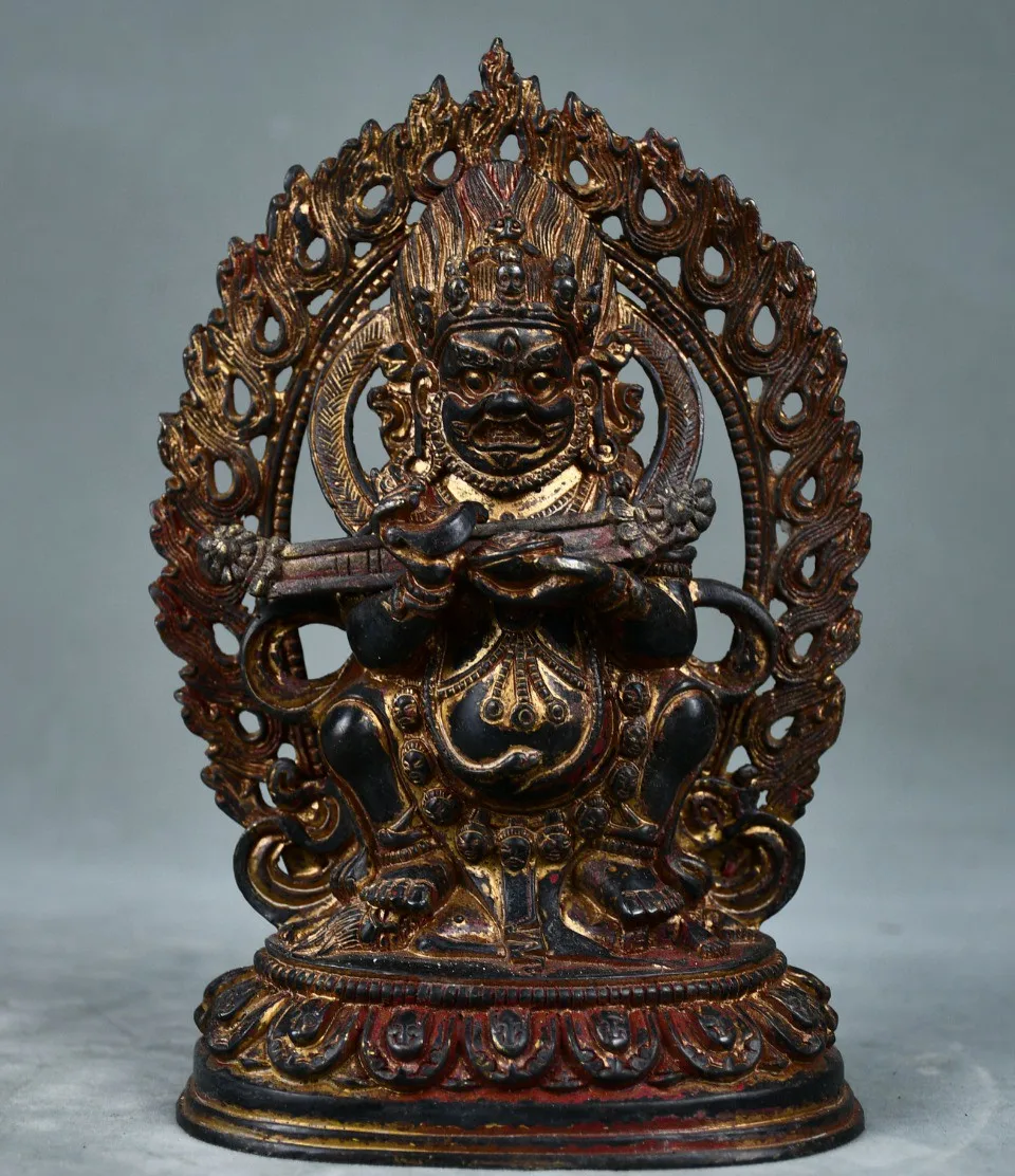 Nepalese Tibetan brass gilded cinnabar painted backlit filth vajrapani Buddha hall supplies ornaments 16cm