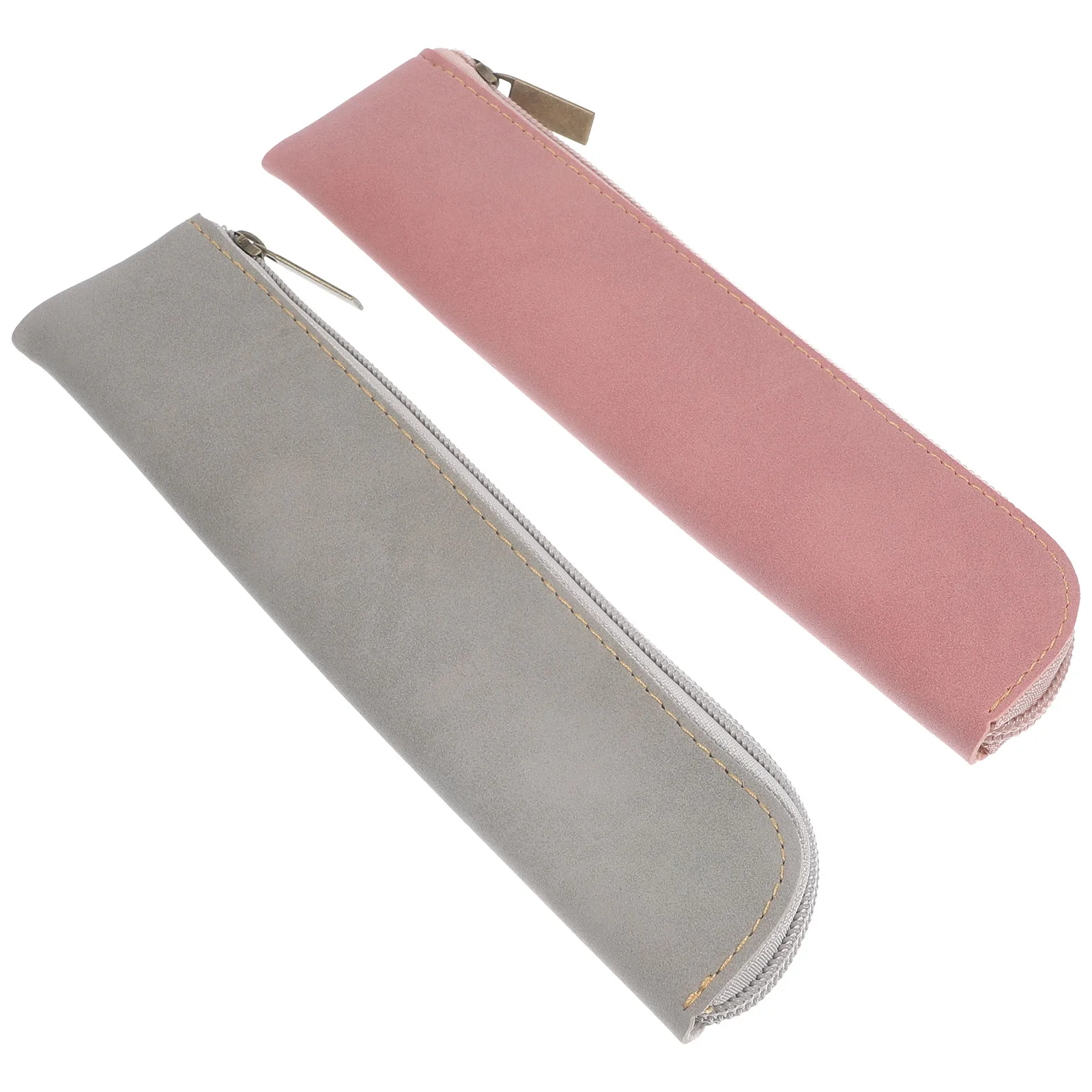 

2pcs Pencil Case Zippered Pen Bag Storage Box for Women Travel Makeup CoinBag Stationery Organizer Gifts Student Supplies