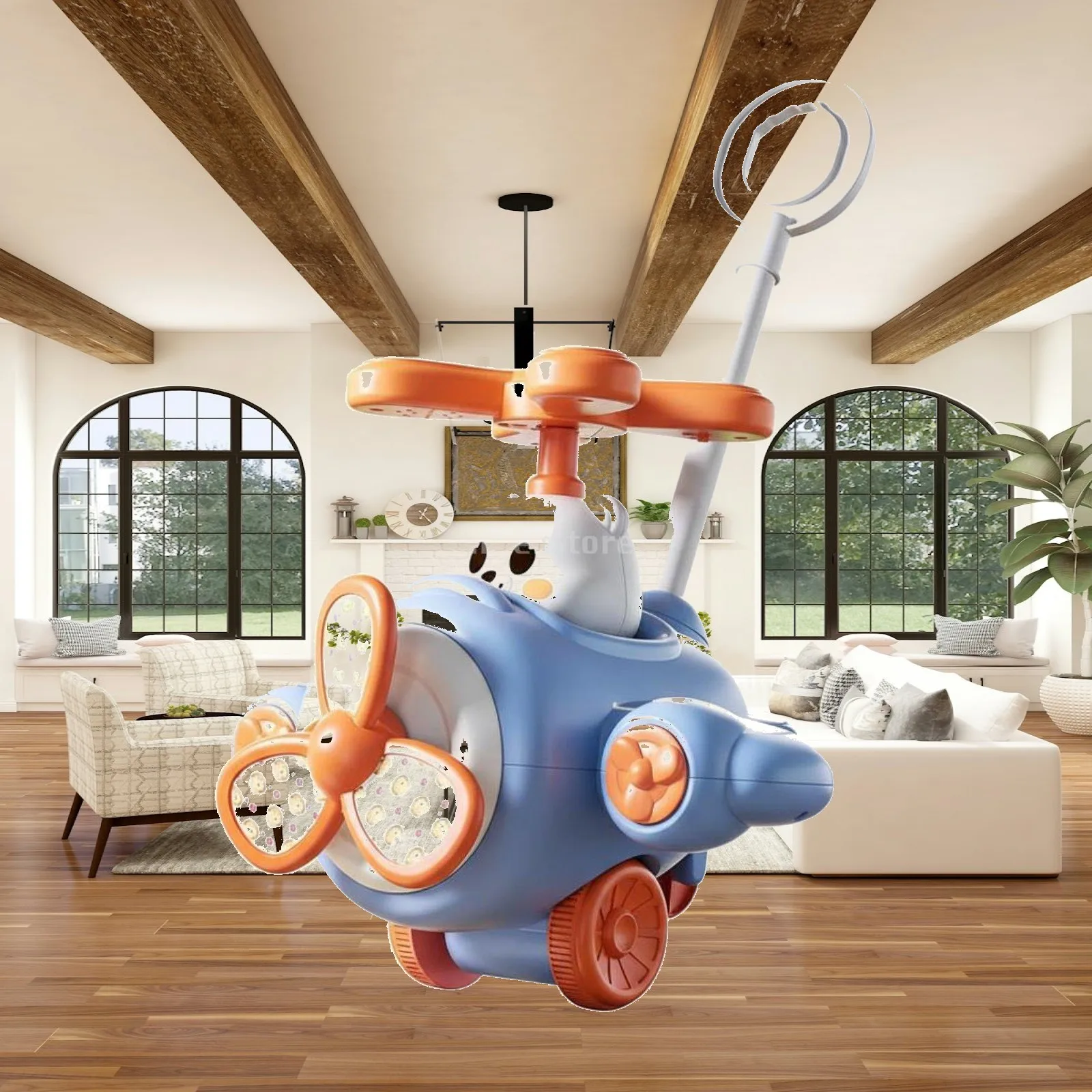 Airplane Push Cart Learn to Walk Aid Young Child Push Along Toy Develops Motor