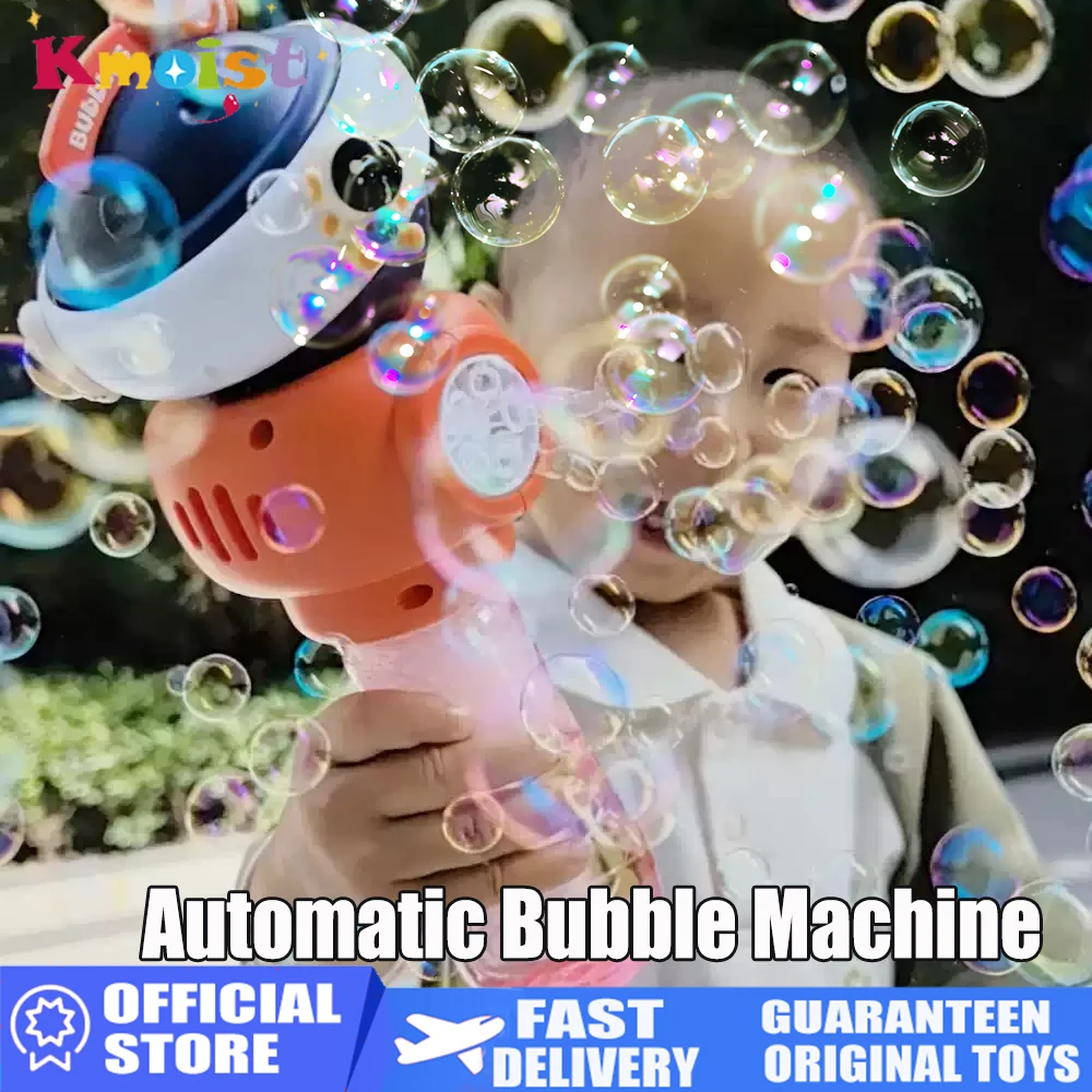 Máquina automática de bolhas, brinquedos para crianças, 5 buracos, rotação elétrica, espaço, planeta, varinha de bolhas com música leve, brinquedos ao ar livre para crianças, presentes