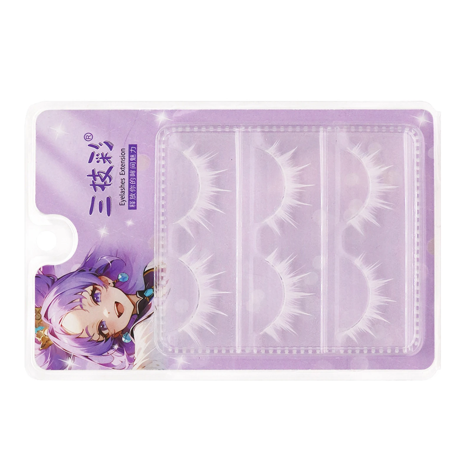 3 Paar weiße Anime-Wimpern, 3D-flauschige, dramatische, farbige Wimpern für Cosplay, Party, Bühne, Kosmetik, Make-up-Zubehör – Detail 8