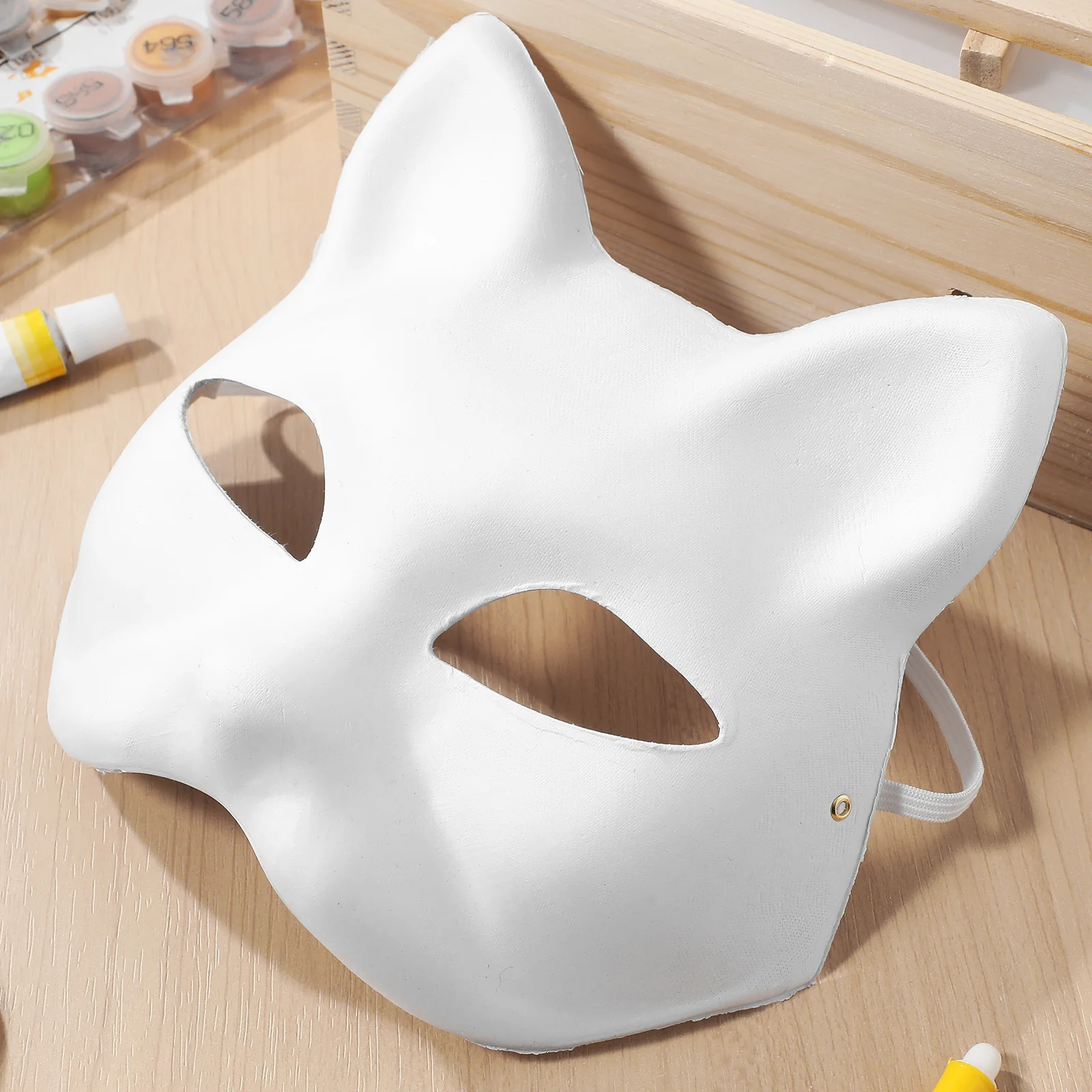 

5 pcs Cat Face Masks Blank White Paper DIY Craft Blanks Lightweight 18x17cm Unpainted Adult Masquerade Party Halloween