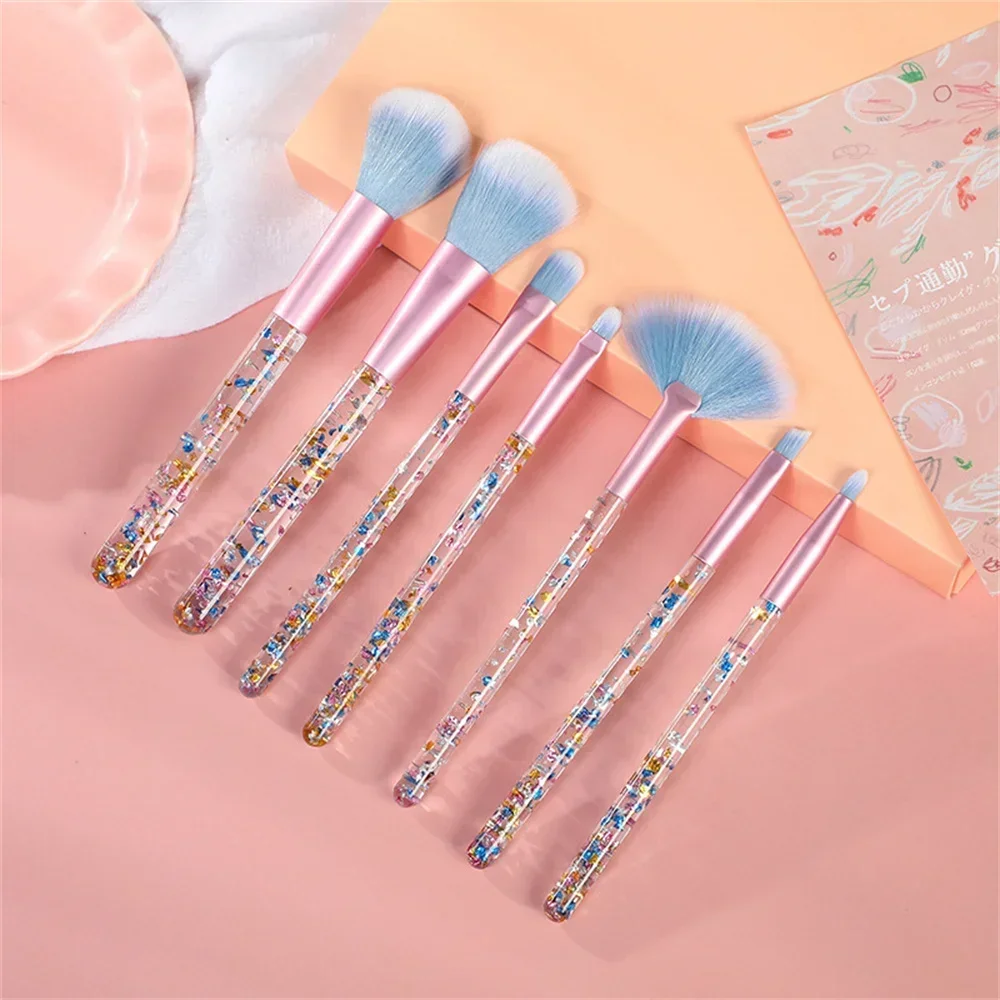 7pcs Crystal Handles Makeup Brush Set Soft Hair Glitter Make Up Brushes Loose Powder Foundation Eyeshadow Cosmetic Beauty Tools