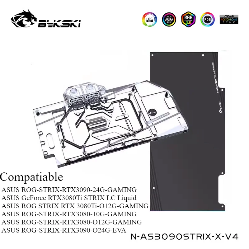 

Bykski GPU Watercooling Block For ASUS ROG STRIX RTX3080 3090 Graphics Card Liquid Cooler System,Full Cover Copper Radiator