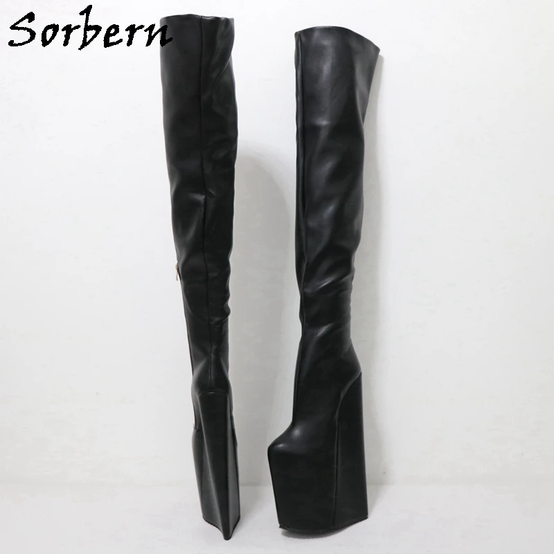 

Sorbern Black Wedge High Heel Boots Women 30cm High Heels Platform Drag Queen Booties Special Wedges Custom Color