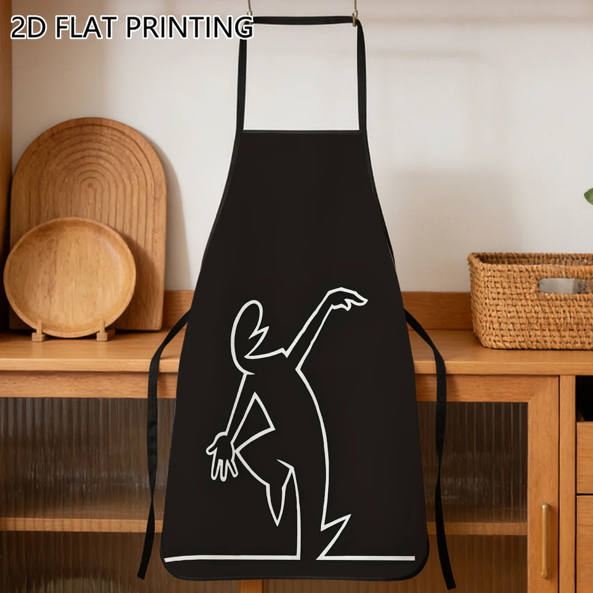 1pc Minimalist Line Art Character Pattern Apron For Cook Baking Home Kitchen