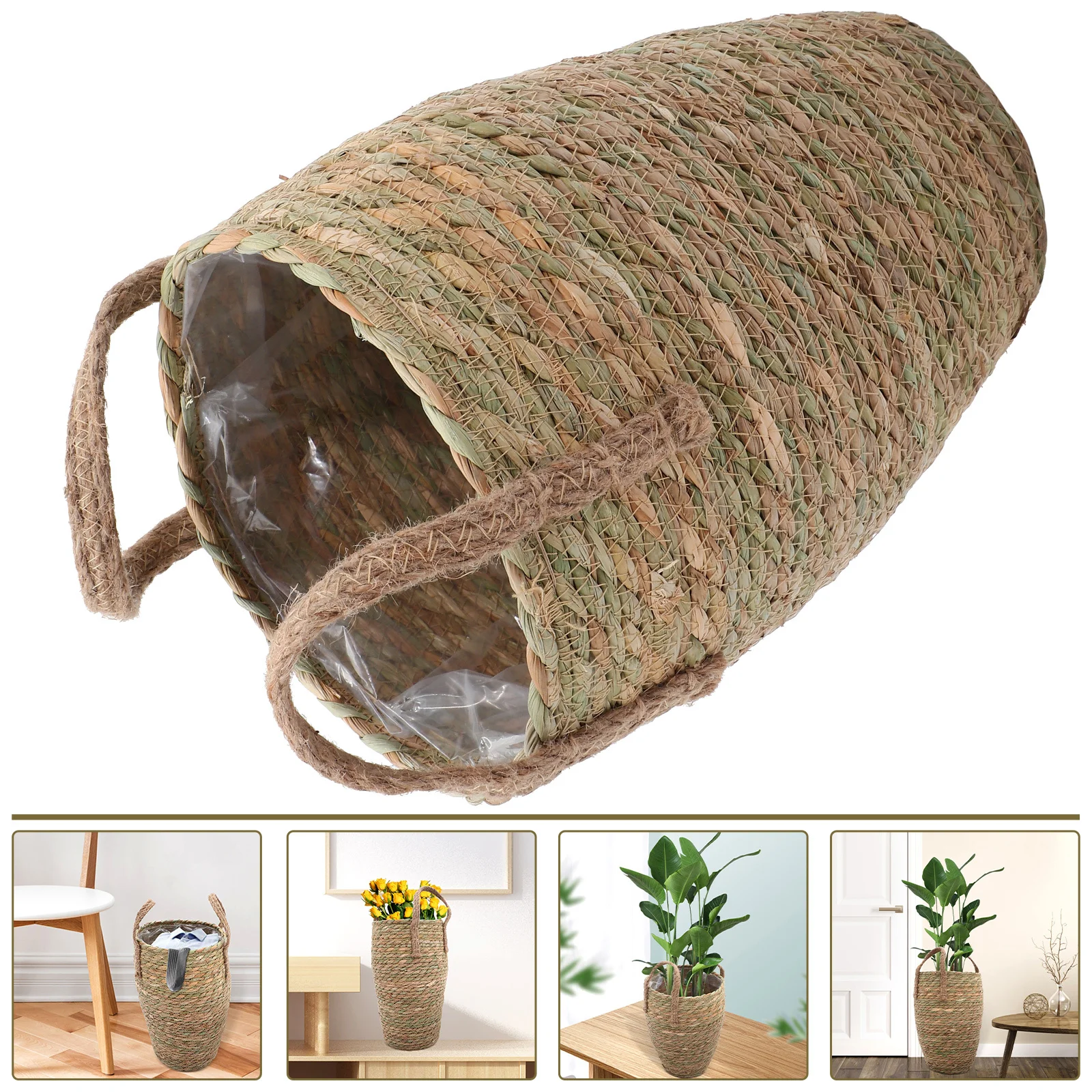 

Handmade Woven Flower Basket Decorative Planter Indoor Plant Storage Multi-Purpose Home Decor Plant Baskets Indoor with Liner