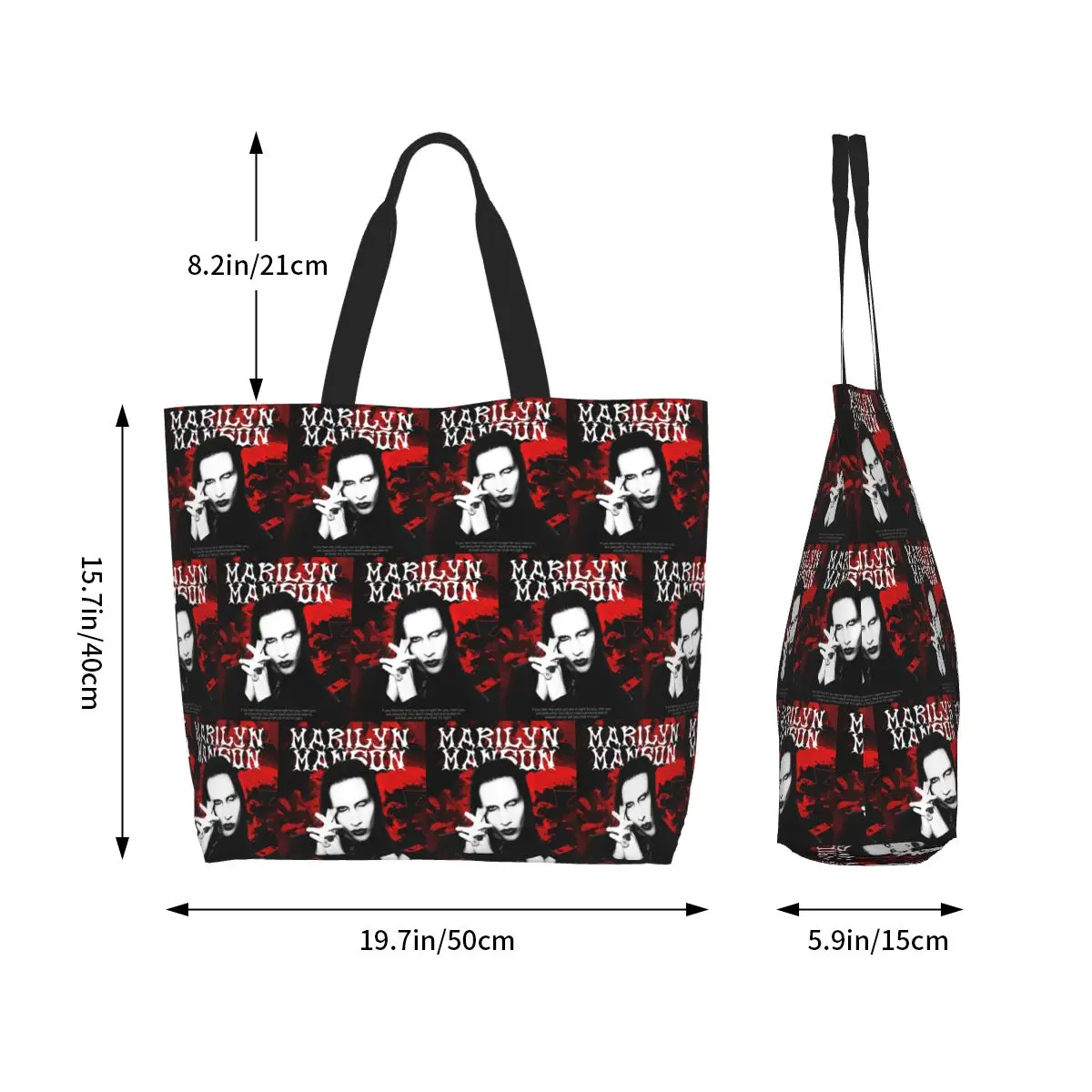 New Arrival Marilyn Manson The Golden Age Of Last Music Shopping Tote Bag Canvas Shoulder Bags Shopper Grocery Handbag for Women