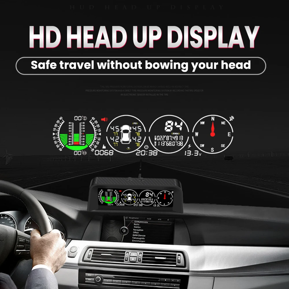 X91-WZ Tire Pressure Monitoring TPMS Intelligent Escort Device HD Head Up Display GPS Speedometer For All Vehicles Car Accessori