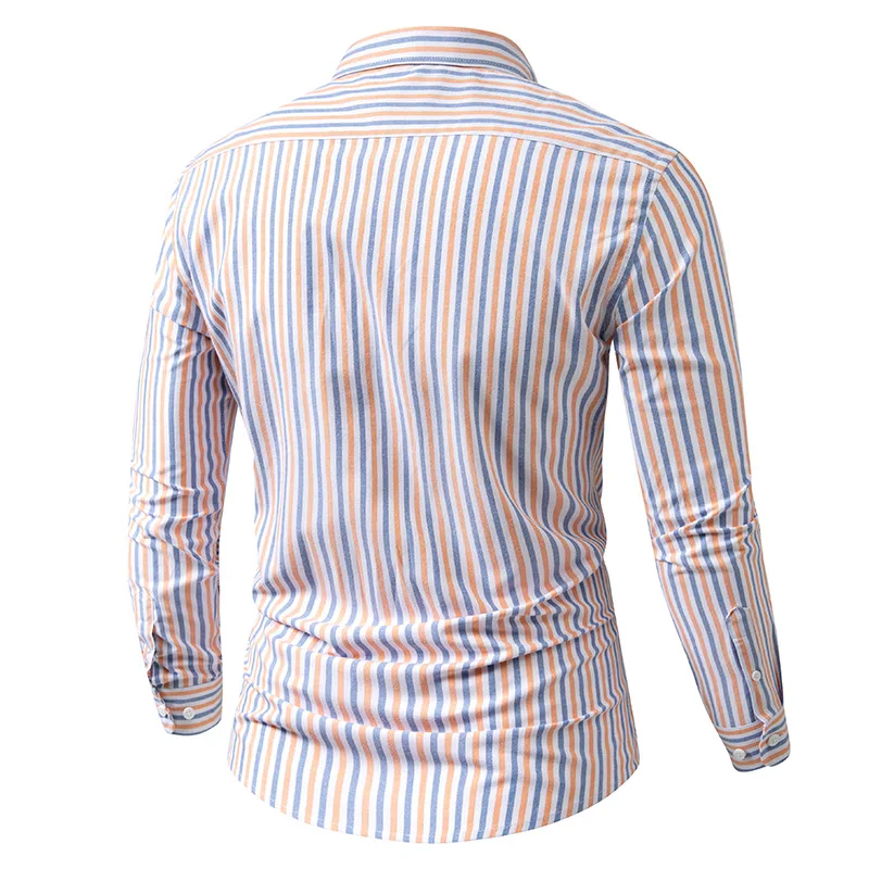 Striped Pattern Men's Long Sleeve Button Lapel Shirt Men's Spring Autumn Casual Tops High Quality Soft Fabric Oversized 5XL
