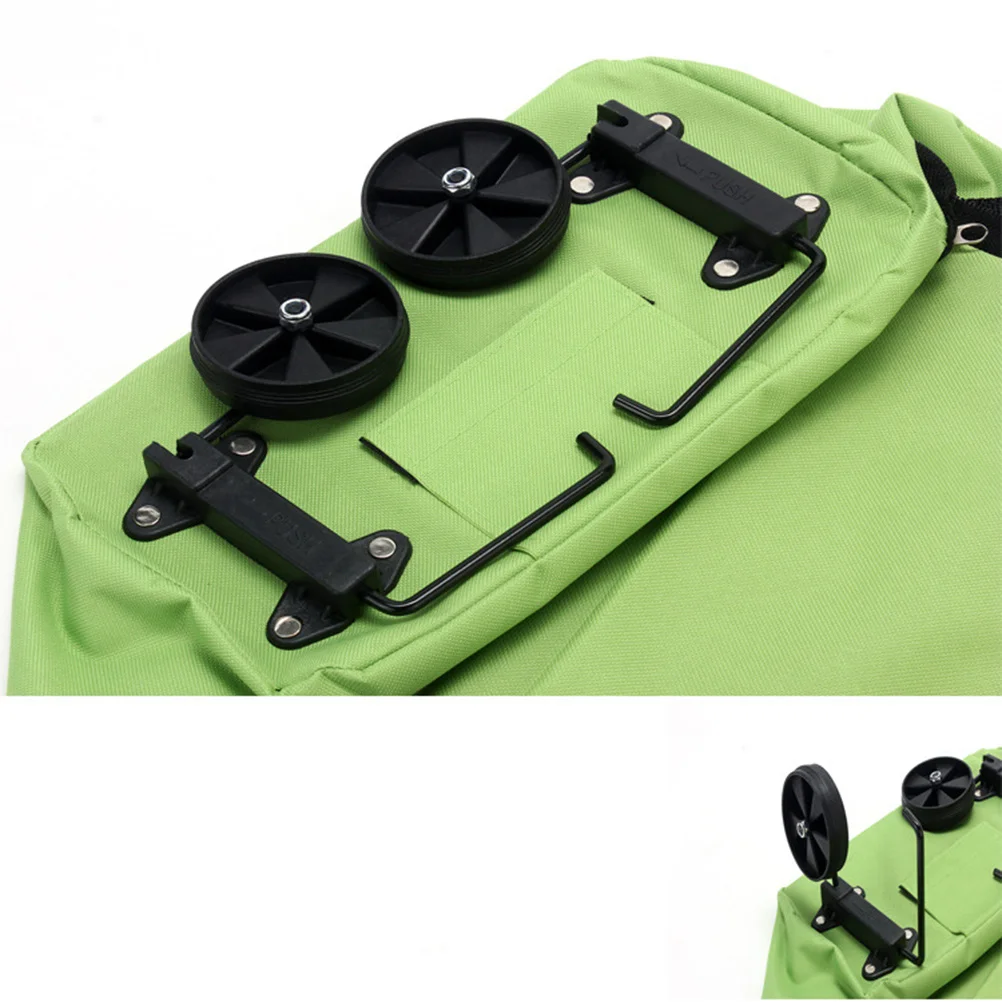 

Green Foldable Shopping Trolley Bag Oxford Fabric Durable Lightweight Wearresistant Large Capacity Smooth Rolling Wheels Travel