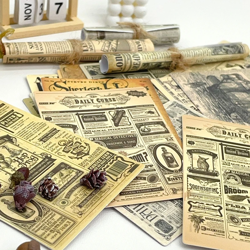 5Pcs Dollhouse Miniature Kraft Paper Newspaper Magazines Mini Retro Newspapers And Periodicals Books Model Home Decor Toy Random