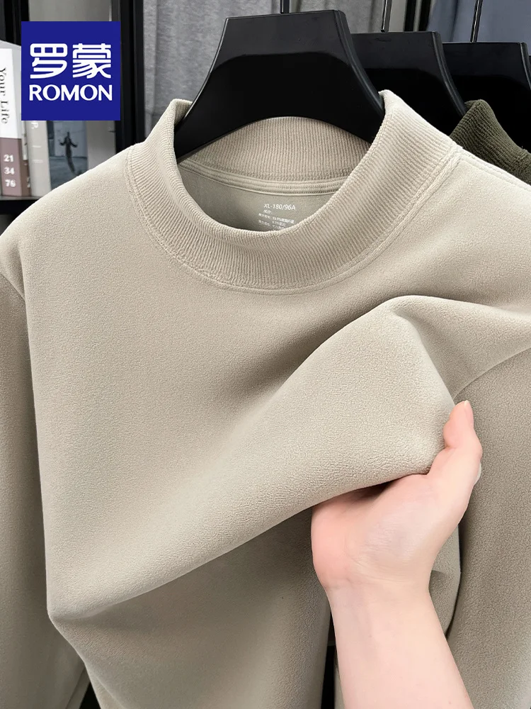 

Мужская термофутболка Lormen с высоким воротником, двусторонний велюр, однотонная, базовый слой, модная повседневная одежда