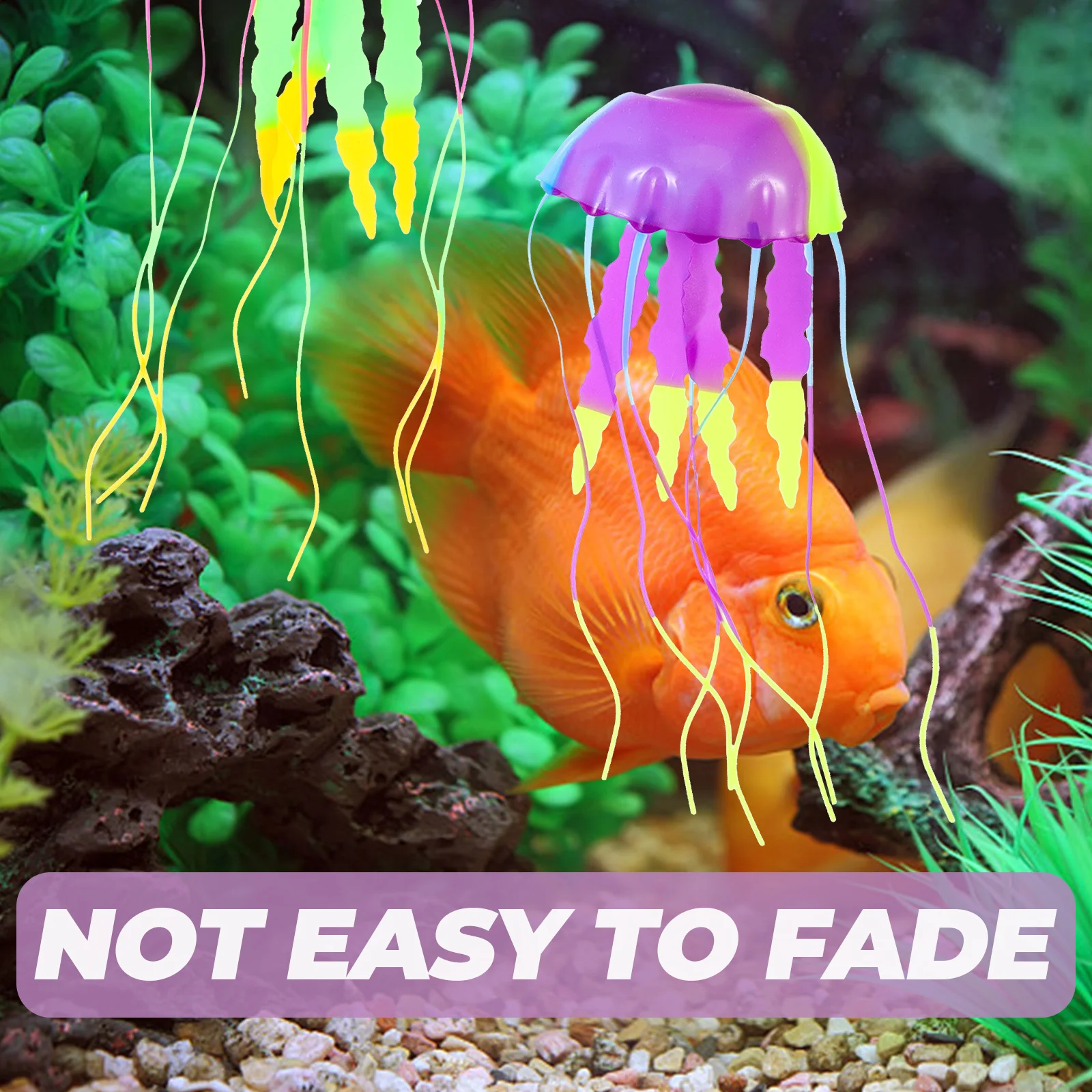 

3pcs Decorations Artificial Silicone nament for Fish Tank Pond L scape Red Artificial Jellyfish ange Green Blue Purple