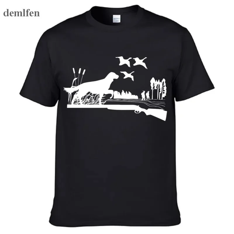 

New Huntings Dog Gun Hunters T-shirt Cotton Tops Tees Men's Clothing Oversized Unisex Tshirt Casual Fitness T Shirt