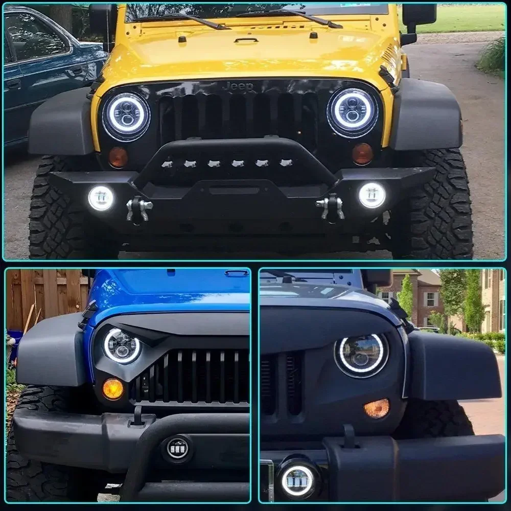 لادا نيفا 4x4 سوزوكي الساموراي 7 "LED DRL H4 هالو المصابيح الأمامية ل VAZ 2101 7 بوصة LED المصابيح الأمامية مع حلقة هالة العنبر بدوره إشارة