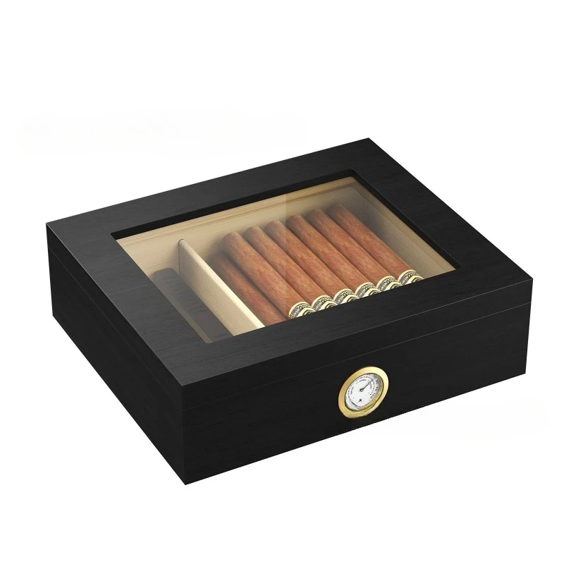 Cigar Humidor Box Cigar Case with Humidifier and Hygrometer, Cedar Wood Cigar Box with Divider, Cigar Gifts Accessories for Men view 3