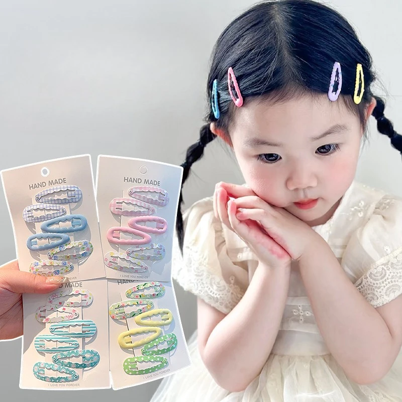 

6pcs/set Cute Kawaii Baby Girls Hair Clips Water Droplet Shaped Bangs Side Clips for Kids Girls Sweet Hairpins Style Accessories