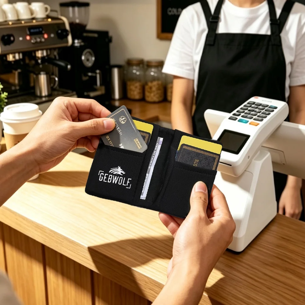 Schlanke Geldbörse mit Einfacher Kartenentnahme Minimalistisches Kartenetui – Detail 2