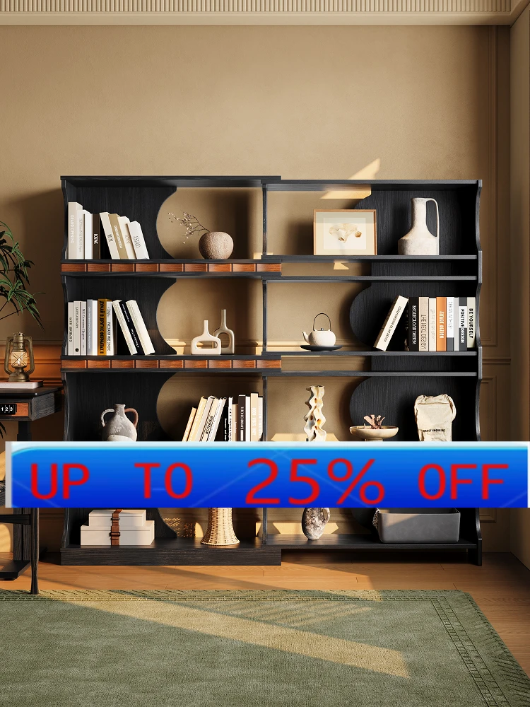 

Ltt French retro solid wood bookcase shelf floor-to-ceiling storage integrated against the wall medieval against the wall