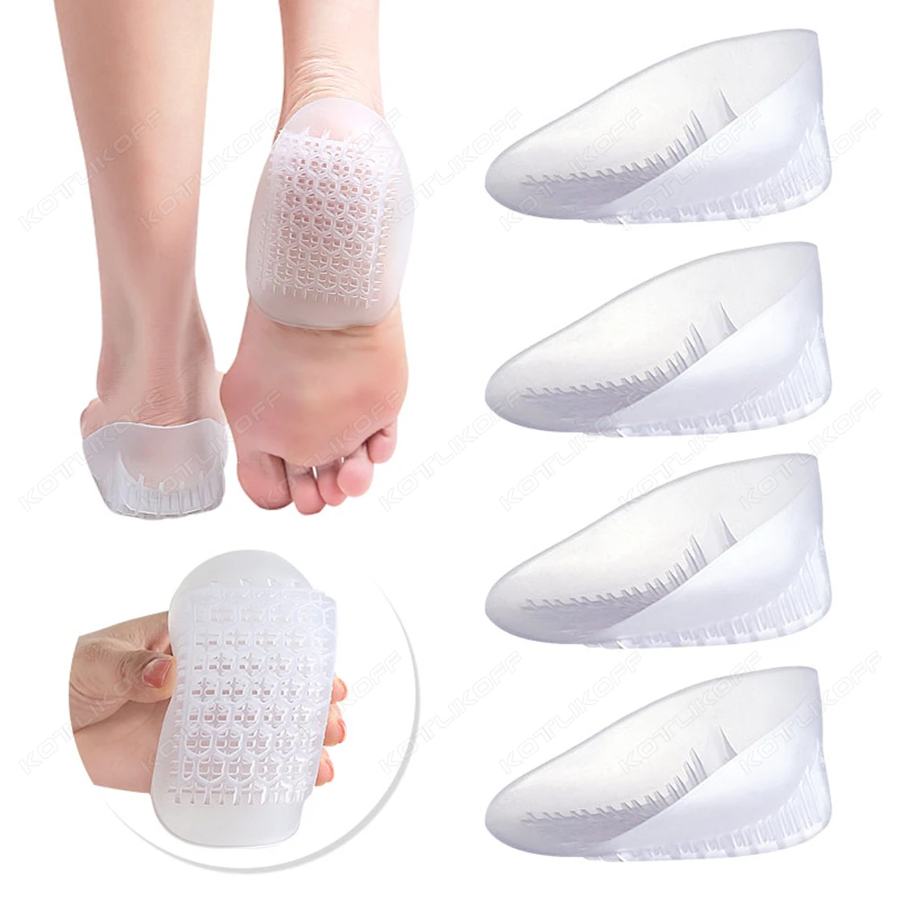 Soft Silicone Gel Insoles for heel spurs pain Support Foot cushion Foot Massager Care Half Heel Insole Pad Height Increase