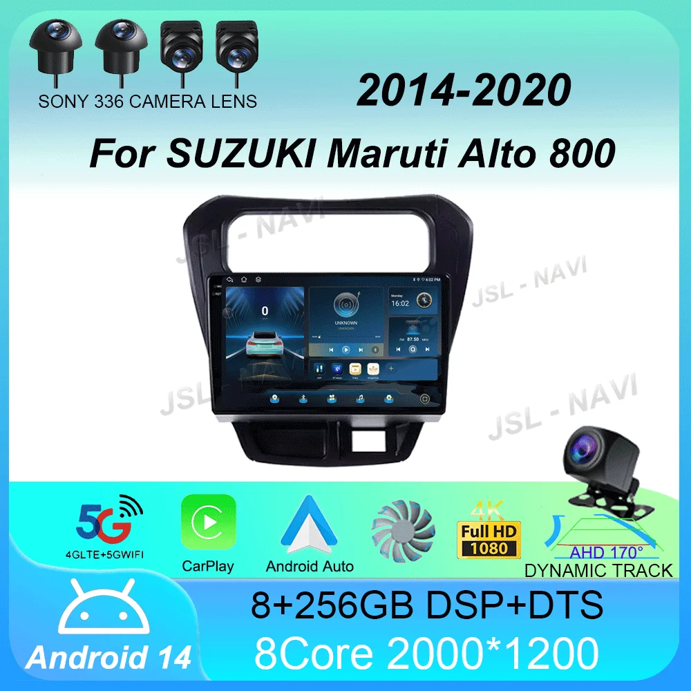 Car Radio Android 14 2 Din Multimedia Player For SUZUKI Maruti Alto 800 2014 - 2020 Stereo 4G GPS Navigation Autoradio Head unit