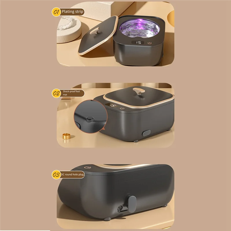 AED6-Ultrasonic Cleaner For Dentures, Professional Ultrasonic Cleaner Machine For All , Retainer, Aligner US Plug