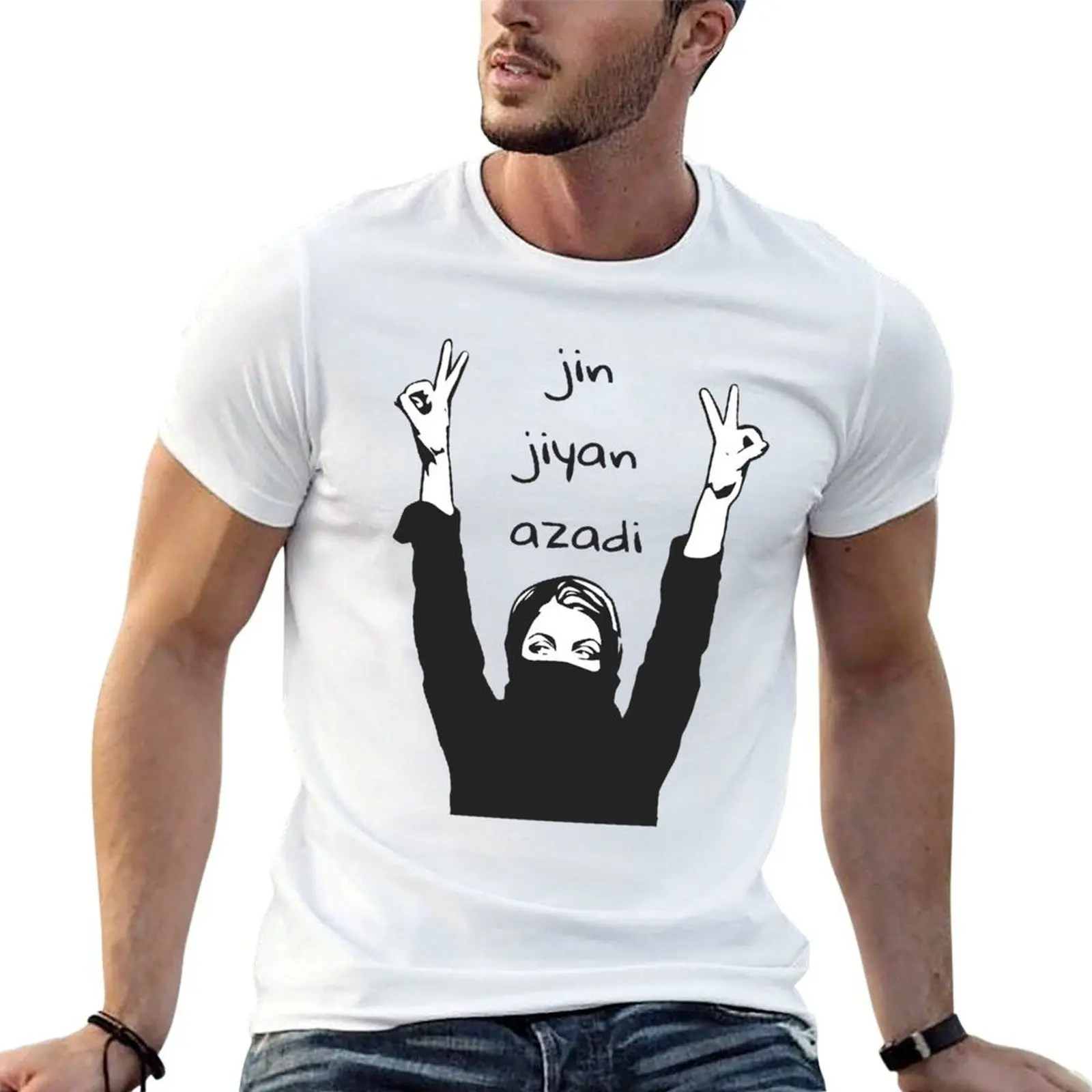 

Мужская футболка для мужчин, рубашки Jin Jiyan Azadi, футболка с принтом, футболка на заказ для хлопка, забавные рубашки из хлопка