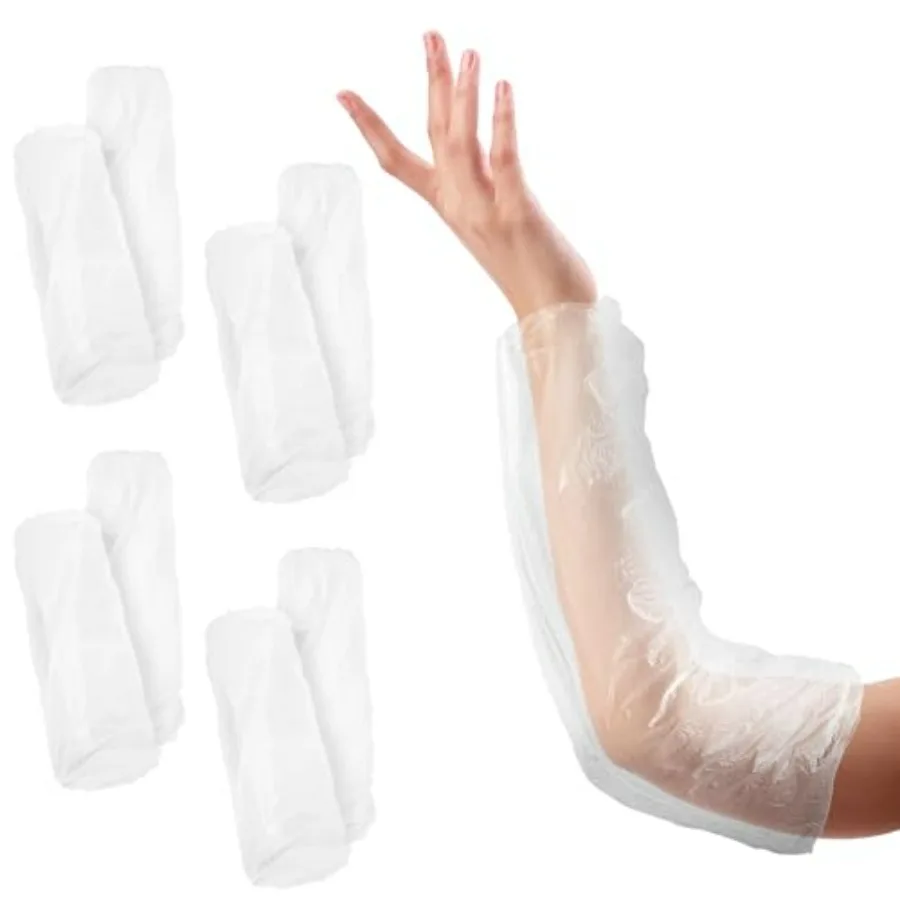 

Disposable Arm Sleeves, 18 Inch Polyethylene Sleeve Covers with Elastic Ends, Waterproof Unisex Plastic Arm Covers, of